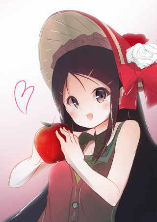 Girl hat apple rose hand - kawaii free wallpaper