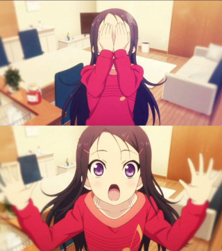 Girl woman red shirt covering - a screenshot free wallpaper