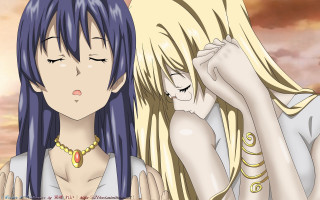 Anime girls blue hair gold - the camera and the other free wallpaper