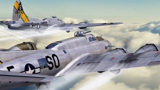 Two planes flying sky above 2 - a few cloud below free wallpaper