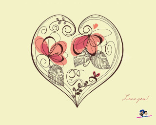 Heart flowers leaves decoration nature - a small bird free wallpaper