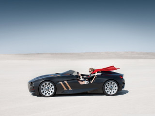 Woman black sports car red - the desert free wallpaper