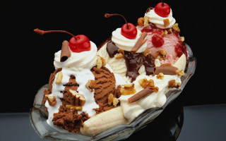 Dessert icecream bananas cherries puzzle - ed benedict free wallpaper