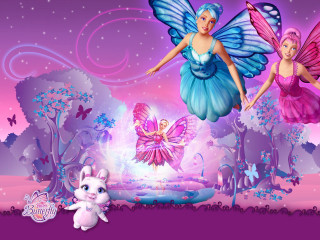 Fairy girls pink blue wings - fantasy magic free wallpaper