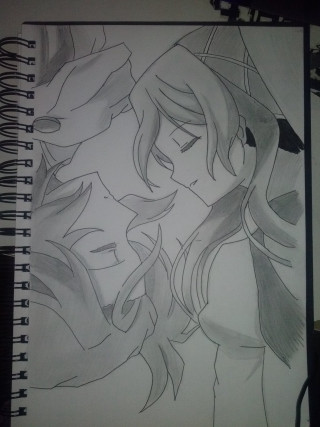 Girl long hair ponytail drawing - anime art free wallpaper