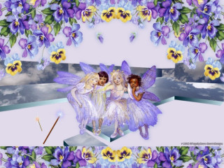 Storybook illustration purple girls flower - sitting free wallpaper