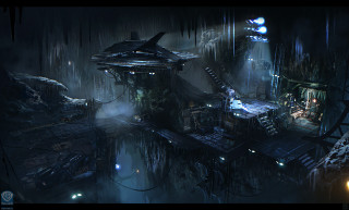 Futuristic city structure lights clock - cedric peyravernay free wallpaper