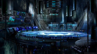 Futuristic city circular stage monitors - a futuristic city free wallpaper