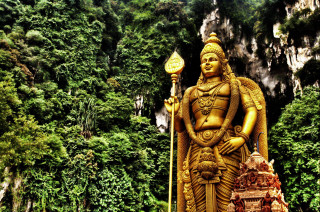 Statue lamp forest bushes armor - a forest background free wallpaper
