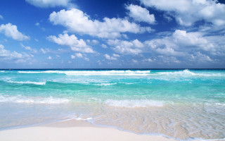 Beach wave boat distance clouds - the water free wallpaper