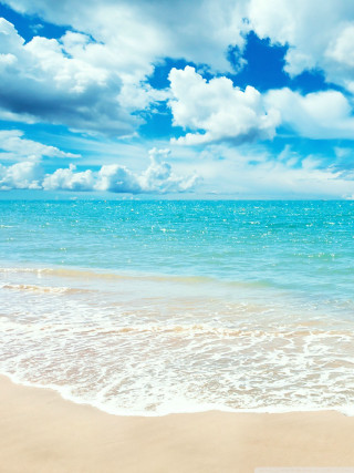 Beach surfboard cloudy sky blue - a blue ocean free wallpaper
