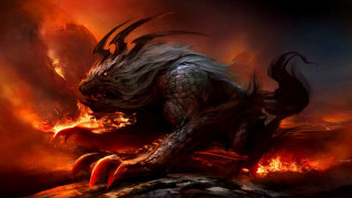 Dragon rock fire sky flames - flame behind free wallpaper