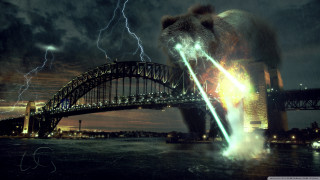 Bear standing water lightning bolt - the water free wallpaper