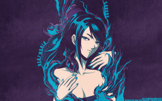 Woman long hair dragon tattoo - her chest and chest free wallpaper