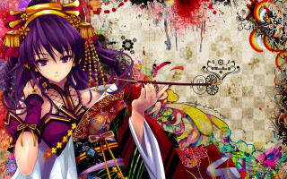 Woman oriental clothing paintbrush grungy - grungy free wallpaper