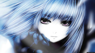 Anime girl blue hair black 9 - blue hair free wallpaper