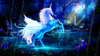 White unicorn forest river waterfall - a forest next free wallpaper