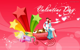 Couple sleigh presents star winter - romantic free wallpaper