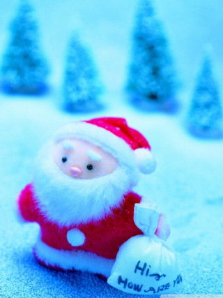 Santa figurine snow gifts trees - the snow free wallpaper
