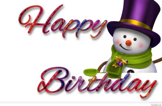 Snowman purple hat green scarf - a snowman free wallpaper