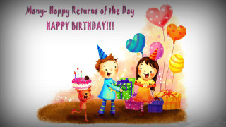 Birthday boy girl cake balloons - a cake and balloons free wallpaper