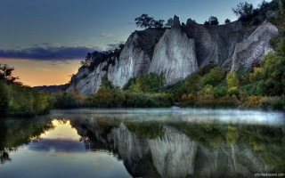 Lake mountains trees sunset sky 10 - the water free wallpaper