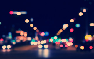 Blurry city street night lights 3 - a blurry photo of a city street free wallpaper