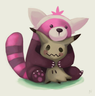 Cartoon raccoon hugging smaller raccoon - ayo free wallpaper