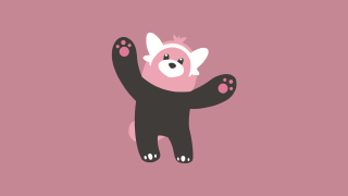 Pink black bear paws up - cheerful free wallpaper