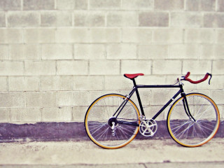 Bike parked street brick wall 2 - dennis flanders free wallpaper