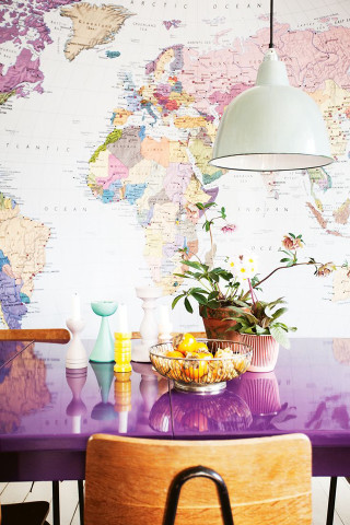 Table fruit bowl map lamp - maximalism free wallpaper