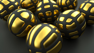 Shiny gold balls black surface - beeple free wallpaper