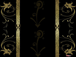 Black gold striped floral artnouveau - art nouveau free wallpaper