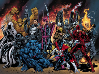 Avengers fire sky flames group - alan davis free wallpaper