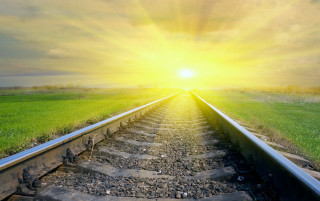 Train track sunshine horizon grass - grass free wallpaper
