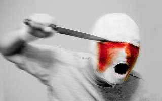 Bloody man knife face blood - a bloody face holding free wallpaper