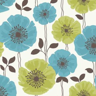 Blue green flower pattern white - the petal free wallpaper