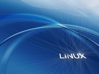 Blue background white linux logo - a blue swirl free wallpaper