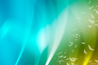 Colorful birds flying sky green - eyvind earle free wallpaper