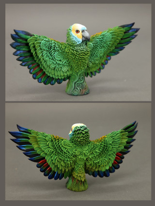 Green bird blue wings yellow - free bird wallpaper