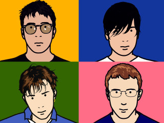 Group 4men glasses popart bauhaus - the same color free wallpaper