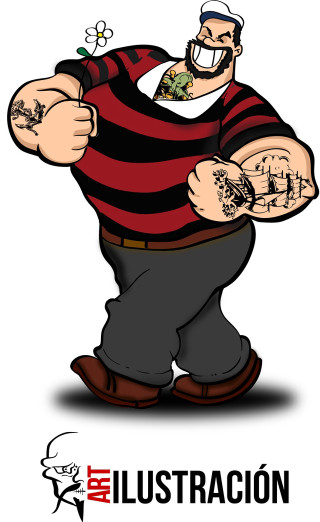 Cartoon character big belly striped - striped free wallpaper