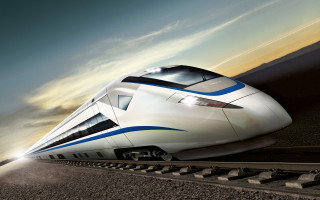 White train cloudy sunset beach - free airplane wallpaper
