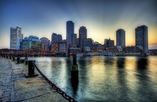 City skyline water chain link - bascove free wallpaper