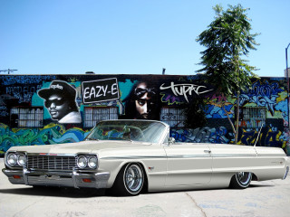 Car parked graffiti wall urban - airbrush free wallpaper