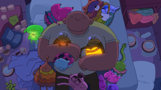 Man holding candle stuffed animals - dan content free wallpaper