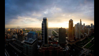 City skyline cloudy sky sunset 2 - the background free wallpaper