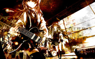 Girl long hair holding guitar - long hair holding free wallpaper