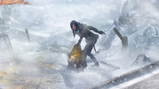 Woman gray jacket snowy landscape - a snowy landscape free wallpaper