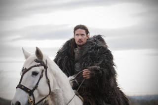 Man fur coat riding white - a white horse free wallpaper